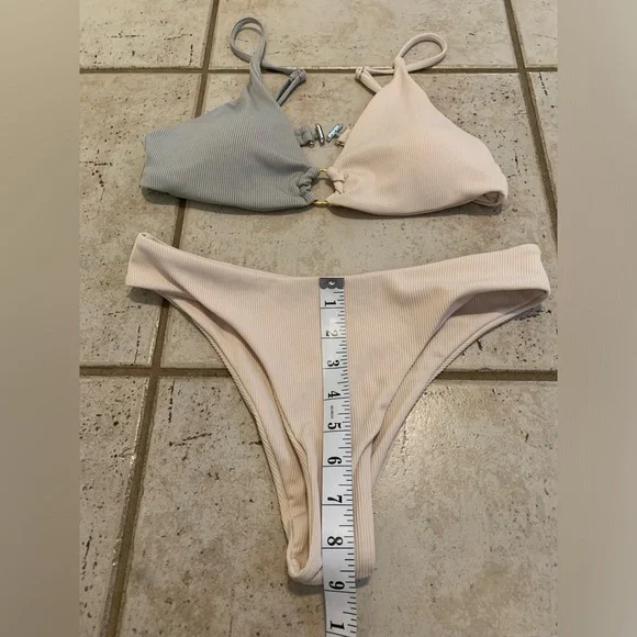 💜 Zaful Ribbed Color-Block Bikini Set with O-Ring Detail - Size Small - Picture 4 of 7